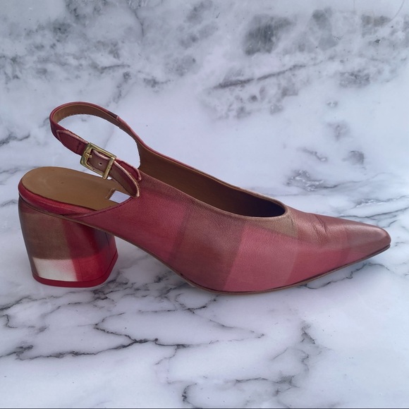 Miista Shoes - Miista Plaid Print Slingback Heel in Red NWOT